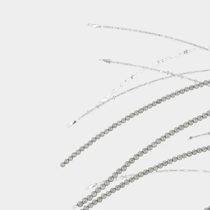 Сәндік бұтақ, 72 см, моншақ/металл, сұр-күміс, Тал, Curved decor, image-3