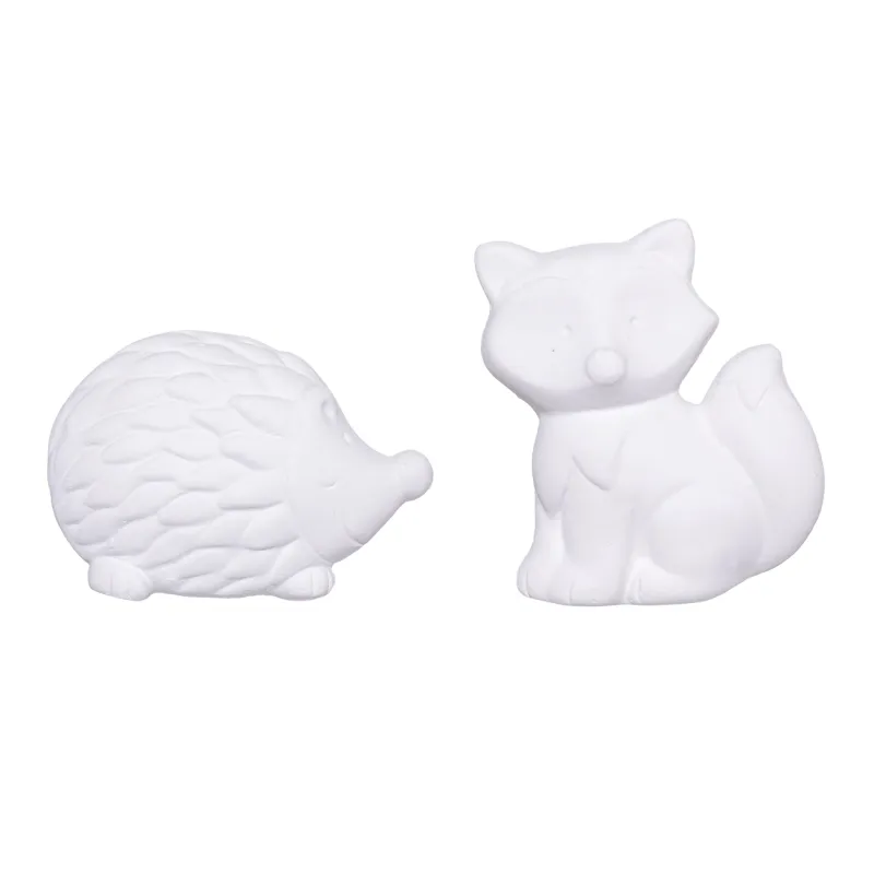 Набор для творчества, 2 пр, роспись, гипс, Лисенок и Ежик, Forest animals, image-1