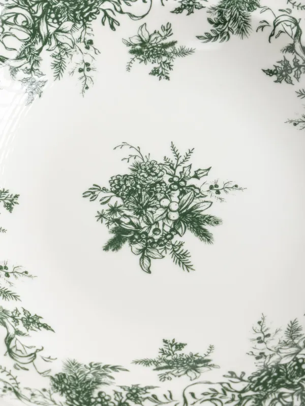 Ас сервизі, 6 адам, 18 зат, фарфор N, ақ-жасыл, Қысқы гүл шоқтары, Winter lace, image-4