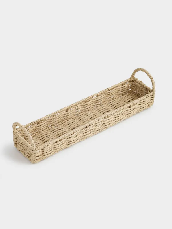 Жұмыртқаларды сақтау себеті, 35х8 см, өрілген, тұтқалары бар, целлюлоза, тікбұрышты, Braided, image-1