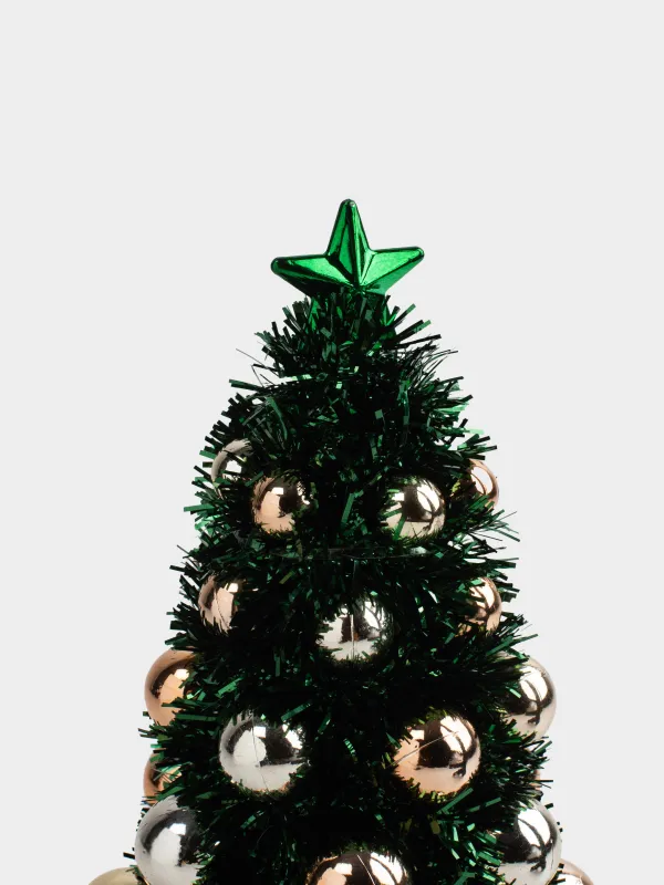 Жасанды шырша, 21 см, шырша жылтырағы/пластик, жасыл, Шарлары бар шырша, Tinsel christmas, image-1