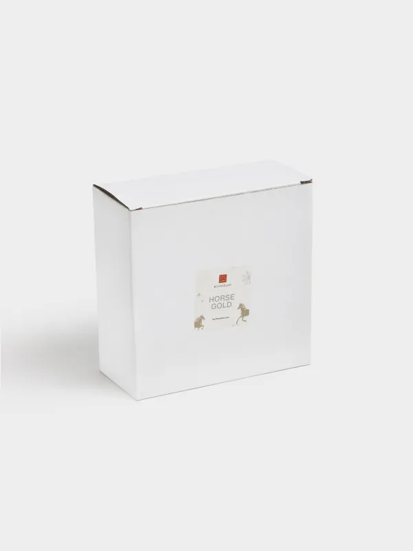 Салатник, 15х6 см, 560 мл, керамика D, бело-золотистый, Лошадка-качалка внутри, Horse gold, image-4