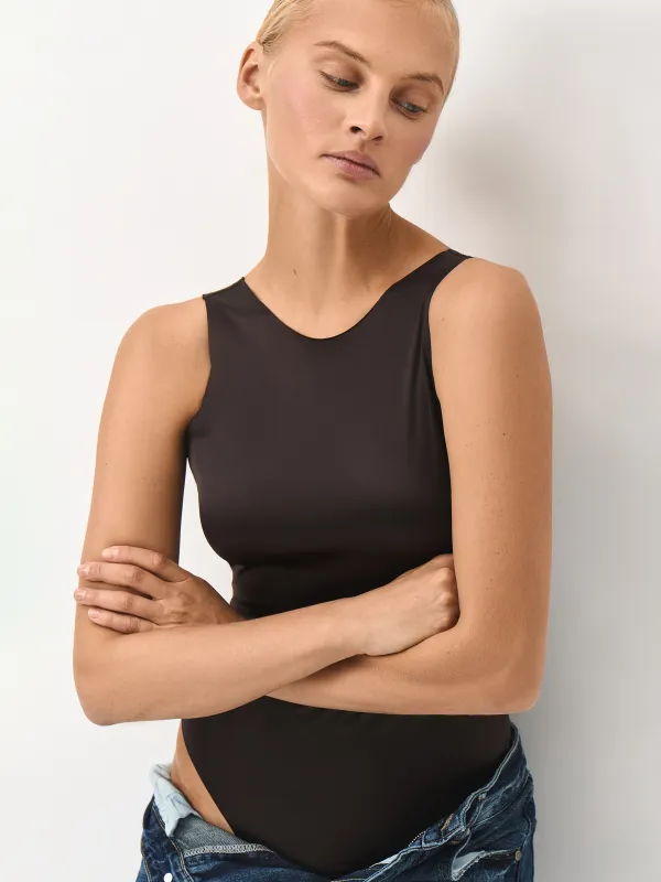 Әйелдерге арналған боди, өлшемі L, арқасында ойығы бар, полиамид/эластан, мокко, Mireille, image-3