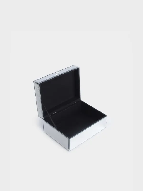 Шкатулка для украшений, 20х15 см, стекло, серебристая, с блестками, Actress, image-3