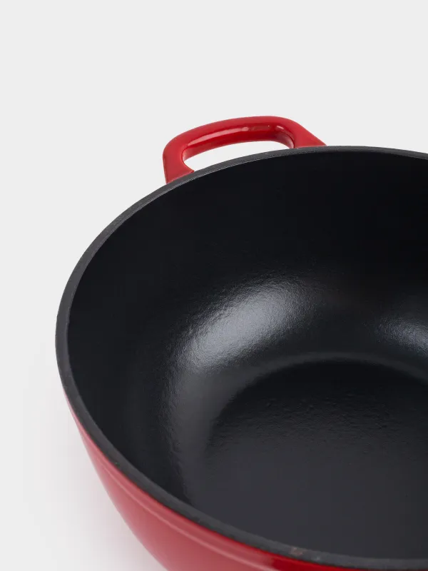 Қазан, 27 см, 4,5 л, қақпағы бар, шойын, қызыл, Bright, image-5