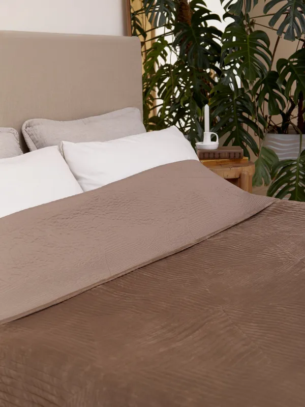 Көрпе, 220х240 см, көрпе, барқыт / микрофибра, қоңыр, Гауһар, Stitch velvet, image-3