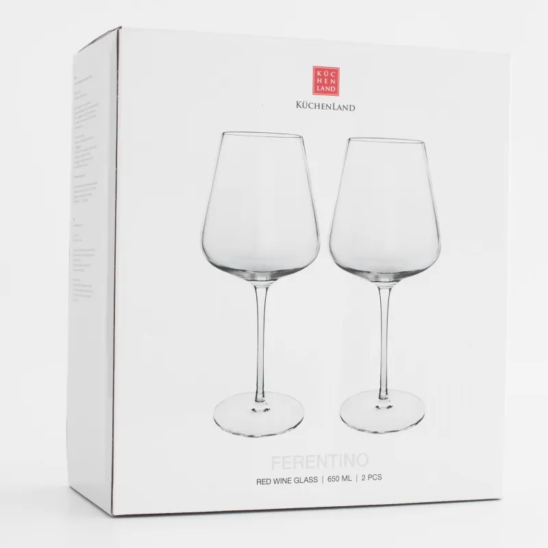 Бокал для красного вина, 650 мл, 2 шт, кристальное стекло, Ferentino, image-4