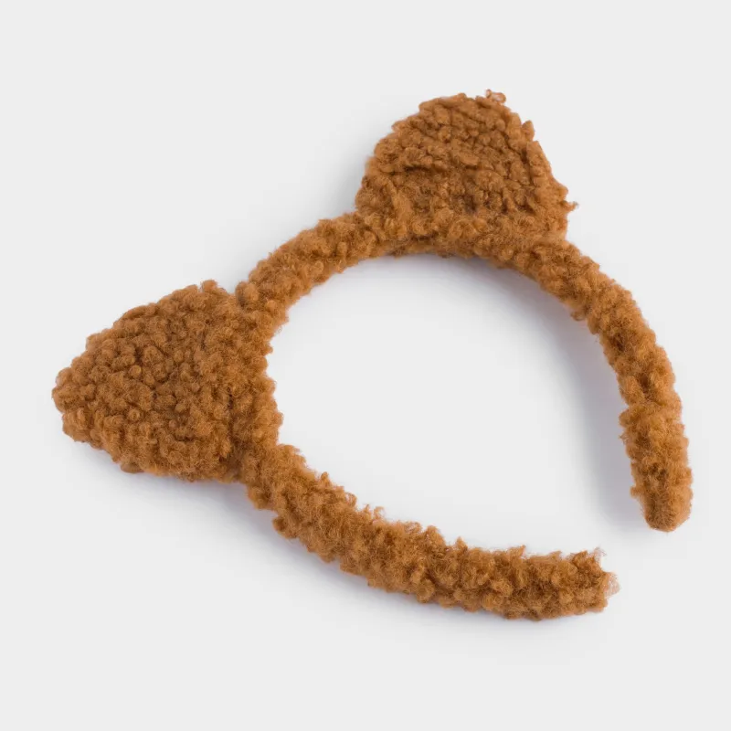 Ободок карнавальный, 13х15 см, детский, искусственный мех/пластик, коричневый, Ушки, Funny bear, image-1