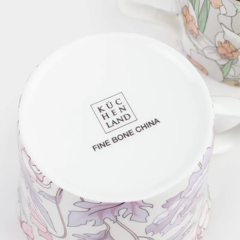 Саптыаяқ, 330 мл, 2 дана, фарфор F, алтын жиегі бар, Гүлдер, Surreal, image-4