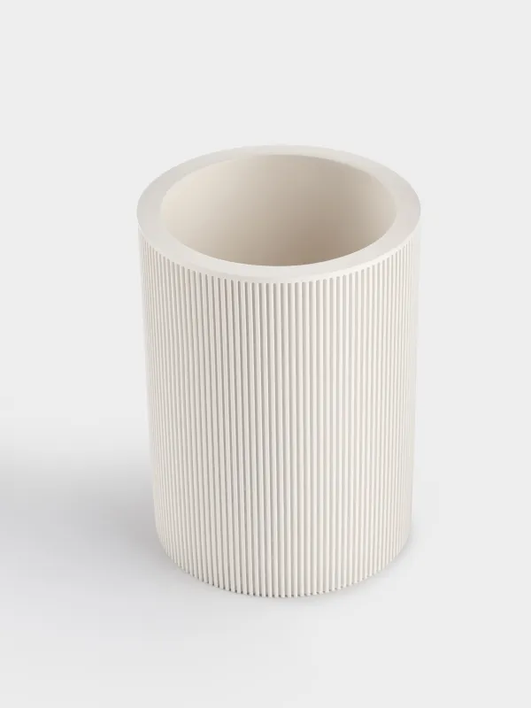 Стакан для ванной комнаты, 10 см, полирезин, молочный, White stripes, image-2