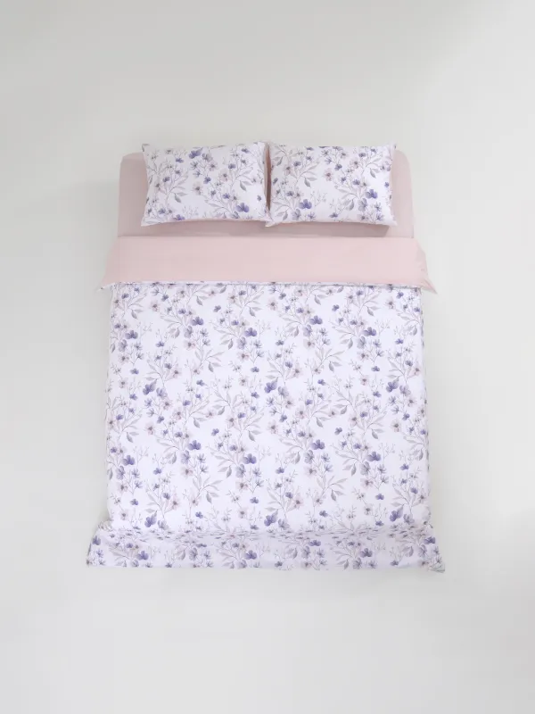 Постельное белье, евро, сатин, Лиловые цветы, Satin, image-0