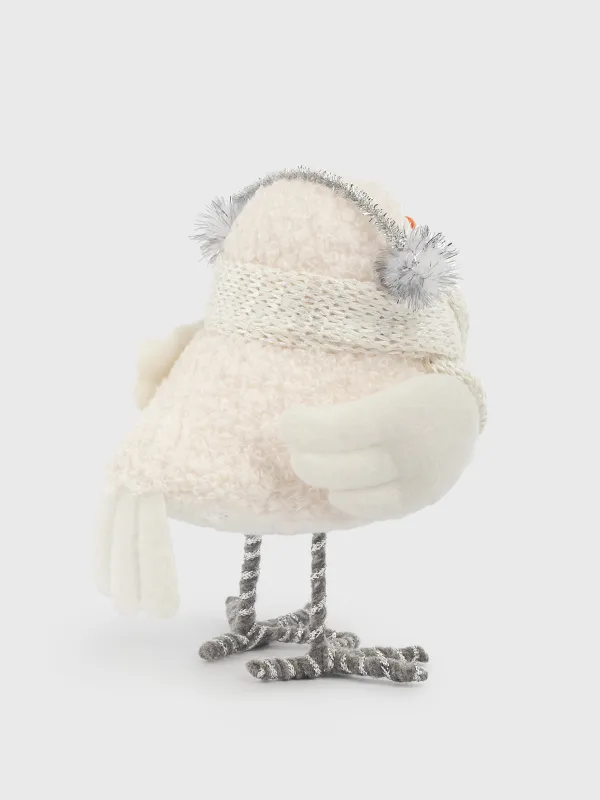 Сәндік бұйым, 16 см, пенопласт/полиэстер, ақ және күміс, Құлаққап тапқан құс, Birds, image-3