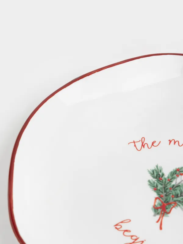 Тарелка закусочная, 21 см, керамика D, Еловая ветка с бантом, Сhristmas tree, image-2