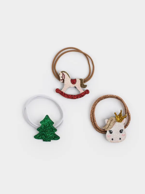 Набор резинок для волос, 5 см, 3 шт, детский, полиэстер, Лошадь и елка, Hairstyle, image-1