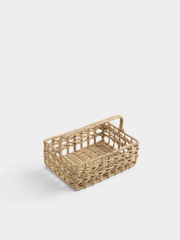 Корзина для хранения, 25х18 см, плетеная, с ручкой, целлюлоза, прямоугольная, Braided, image-1