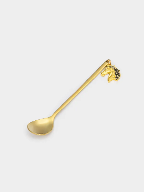 Десерт қасығы, 14 см, 2 дана, болат, алтын, Жылқы, Horse gold, image-2