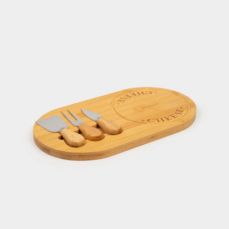 Ірімшік жинағы, 4 зат, тақта тірегі, болат/бамбук, сопақ, Cheese