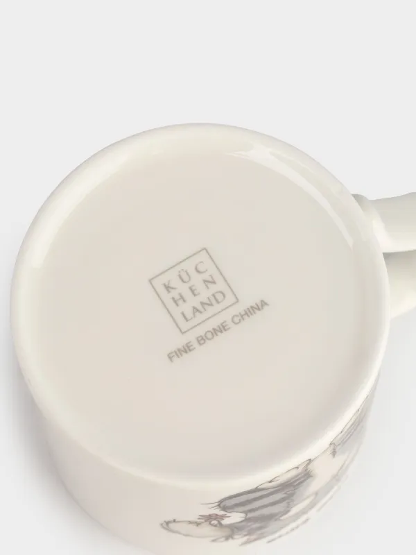 Кружка, 380 мл, фарфор F, белая, Котенок и мышка, Cat, image-4