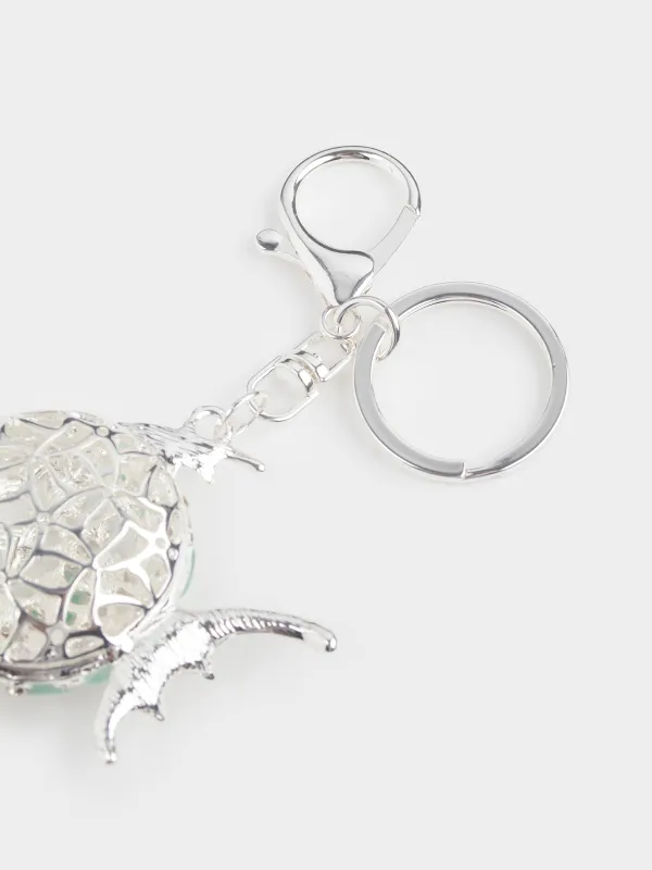 Брелок, 12 см, металл/стразы, серебристый, Рыба-шар, Keychain crystal, image-4