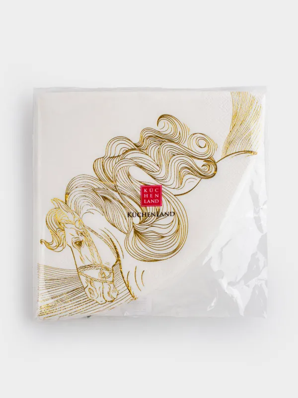 Қағаз майлықтар, 33 см, 20 дана, дөңгелек, ақ, Алтын жылқы, Horse gold, image-4