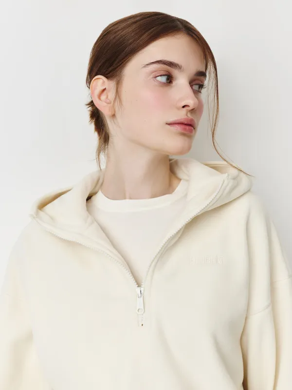 Әйелдер толстовкасы, өлшемі M, сыдырмасы бар, капюшоны бар, полиэстер, сүт түстес, Milegros, image-3