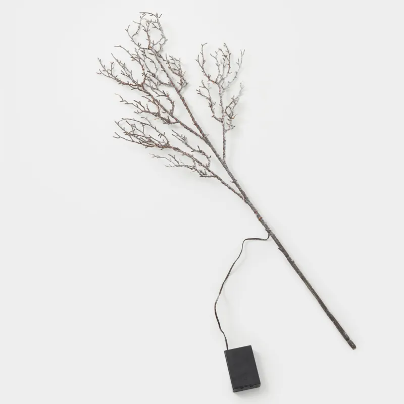 Сәндік бұтақ, 1 м, жарықтандырылған, ПВХ, күміс, Festive mood