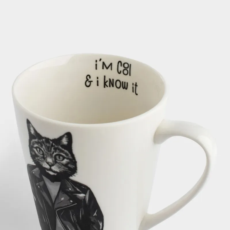 Кружка, 420 мл, фарфор N, белая, Кот в косухе, On style, image-3