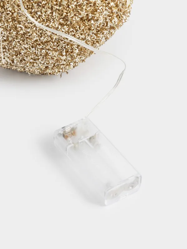 Мүсінше, жарықтандырылған, 20 см, пластик, шампан, Жылтырақтары бар шырша шары, Frosty sparks, image-3