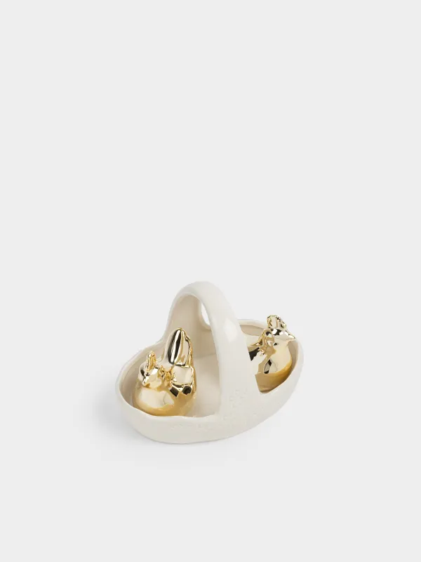 Набор для соли и перца, 7 см, на подставке, керамика D, молочно-золотистый, Rustic Easter, image-3