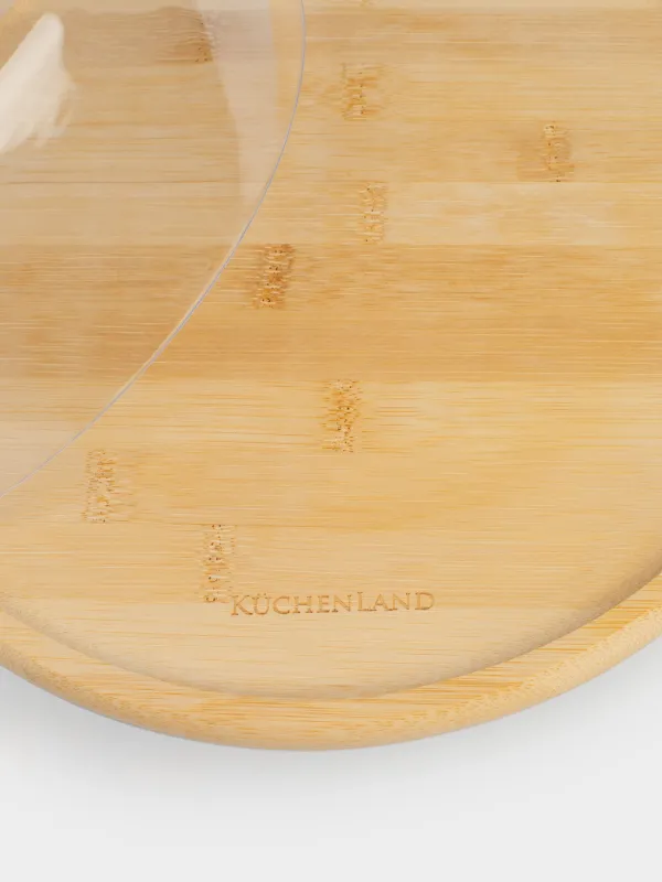 Қақпағы бар тағам, 28x15 см, аяғы бар, бамбук / пластик, дөңгелек, бамбук, image-5