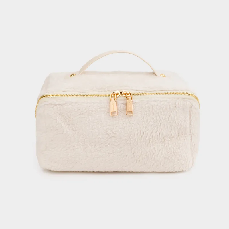 Косметичка, 28х12 см, с ручкой, полиэстер, молочная, Curled, image-1