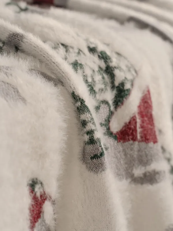 Плед, 130х170 см, хлопок/нейлон, молочно-красный, Лыжники и дома, Morne, image-3