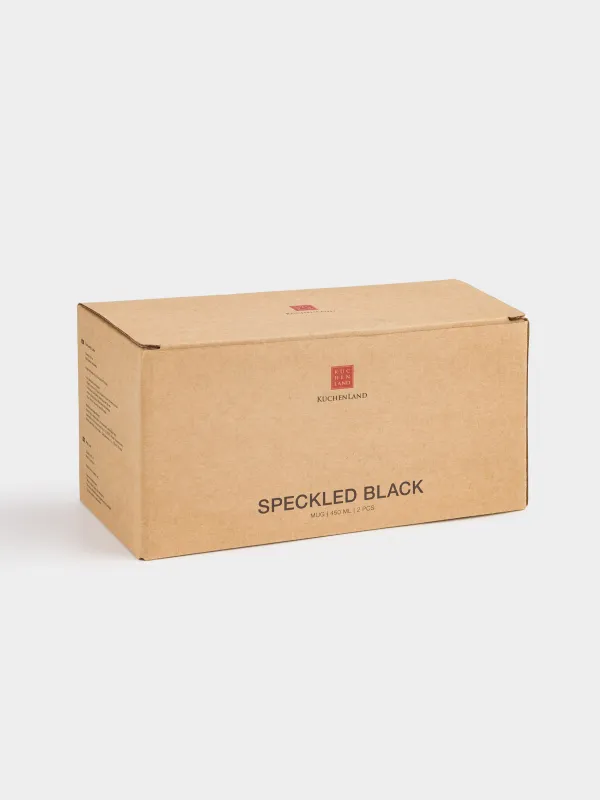 Саптыаяқ, 450 мл, 2 дана, керамика, ақ, қара жиегі бар, дақты, Speckled black, image-5