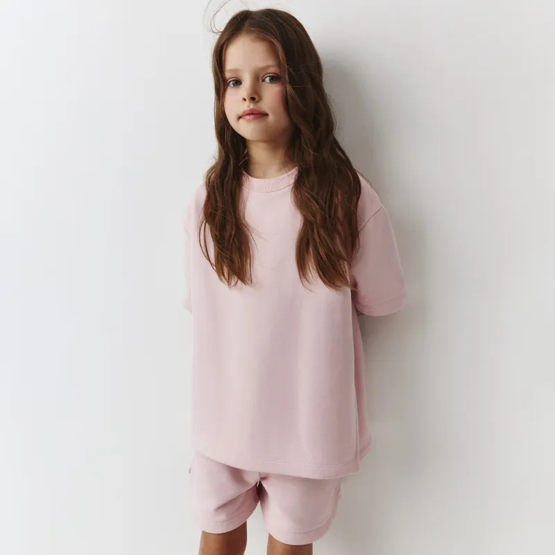 Балалар футболкасы, өлшемі 122 см, мақта К, қыздарға арналған, қызғылт, Maryam