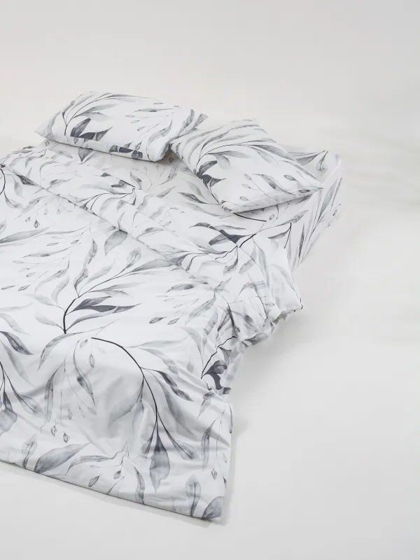 КПБ евро, сатин 300 ТС, белый, Ветви ивы, Satin, image-2