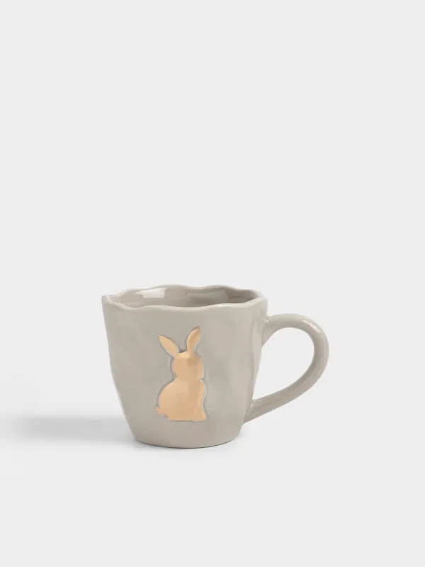 Кружка, 380 мл, керамика D, бежево-золотистая, Кролик, Rabbit gold, image-0