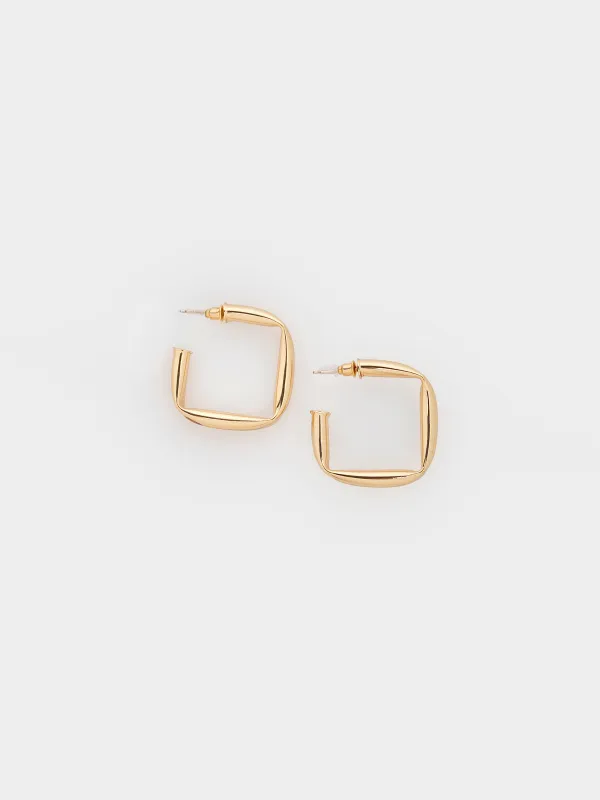 Пусет сырғалары, 3 см, 2 дана, металл, алтын түстес, Геометрия, Jewelry, image-0