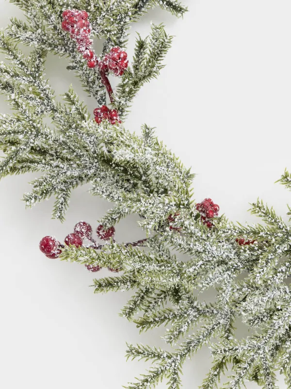 Венок декоративный, 13/30 см, полиэтилен/пенопласт, Красные ягоды, Red berry, image-3