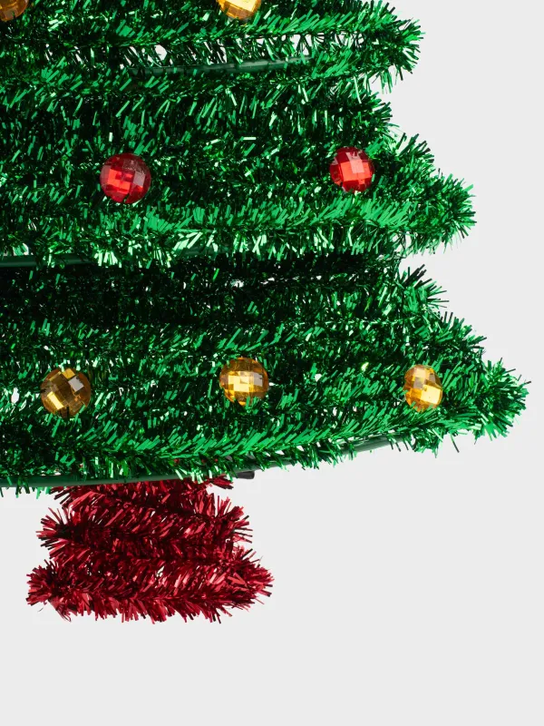 Украшение декоративное, 36 см, подвесное, мишура/пластик, зеленое, Елка, Tinsel decor, image-1