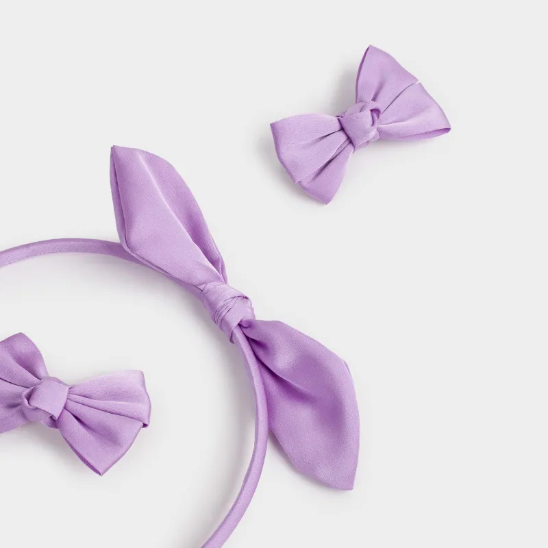 Балаларға арналған шашқа арналған керек-жарақтар жинағы, 3 зат, полиэстер/металл, түсті, Бантиктер, Hairstyle, image-3