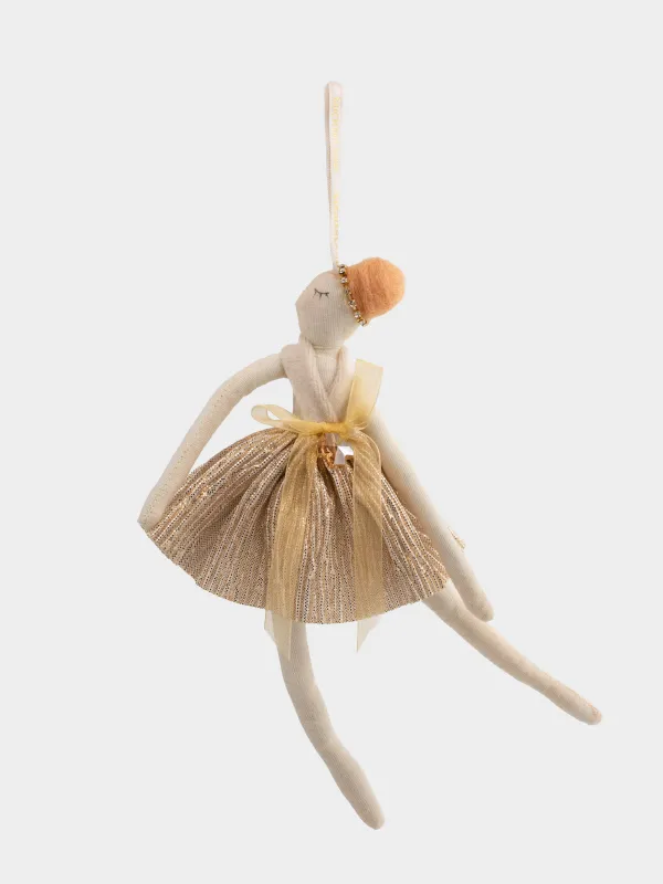 Игрушка елочная, 24 см, полиэстер/металл, шампань, Девочка, Sweet girl, image-1
