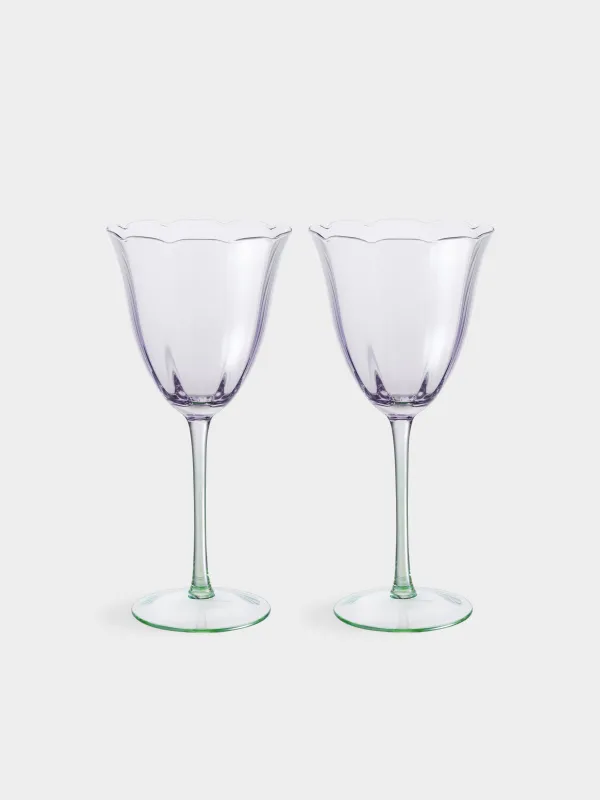 Шарап бокалы, 360 мл, 2 дана, шыны, ашық күлгін және жасыл, Flevertino, image-0