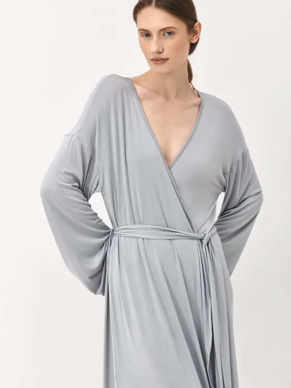 Әйелдер халаты, үйге арналған, өлшемі L, ұзын жеңді, вискоза/эластан, сұр-көгілдір, Meryl, image-1