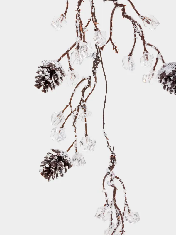 Сәндік әшекей, 35 см, аспалы, акрил/пластик, Кристалдары бар шырша бүршіктері, Crystal sparkle, image-1