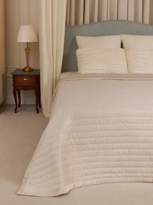 Көрпе, 220х240 см, көрпе, кордюр / микрофибра, бежевый, жолақтар, Stitch velvet, image-3