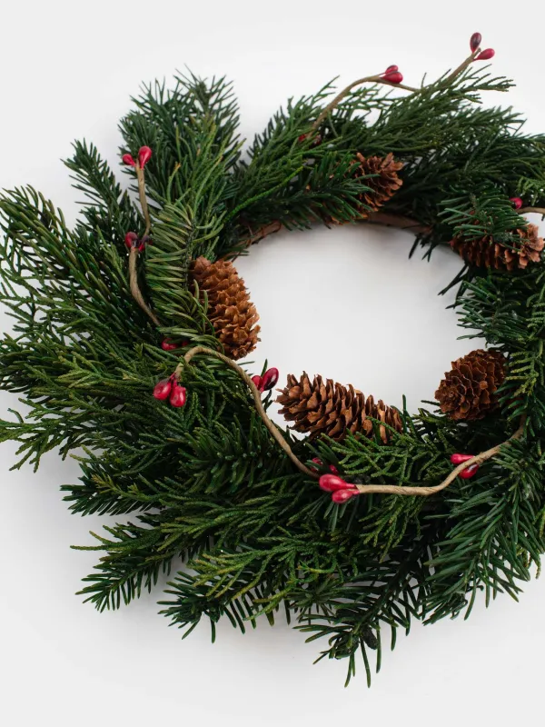 Венок рождественский, 10/22 см, дерево/пенопласт, хвойный аромат, Ягоды, Bordo berry, image-2