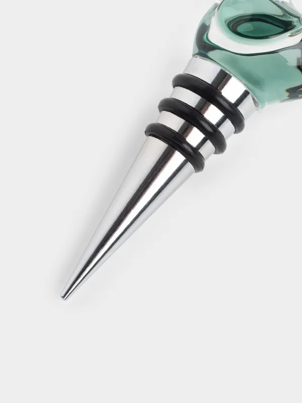 Шарап бөтелкесінің тығыны, 10 см, металл/шыны, Көк құс, Birds, image-2