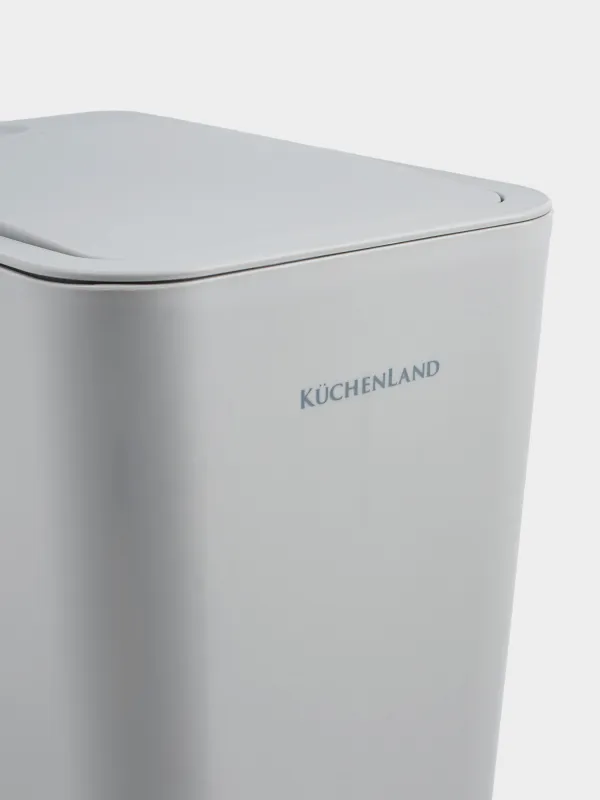 Қоқысқа арналған шелек, 12 л, қақпақты ашуға арналған түймесі бар, пластик, сұр, Push new, image-4