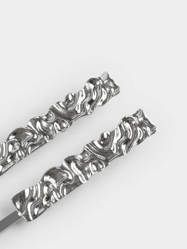 Шаш қыстырғыш, 6 см, 2 дана, металл, күміс, Gediegen, image-2