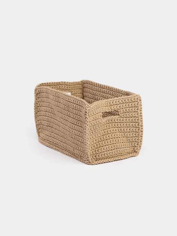 Корзина для хранения, 25х16х15 см, плетеная, с ручками, полиэстер, коричневая, Bolsa, image-0